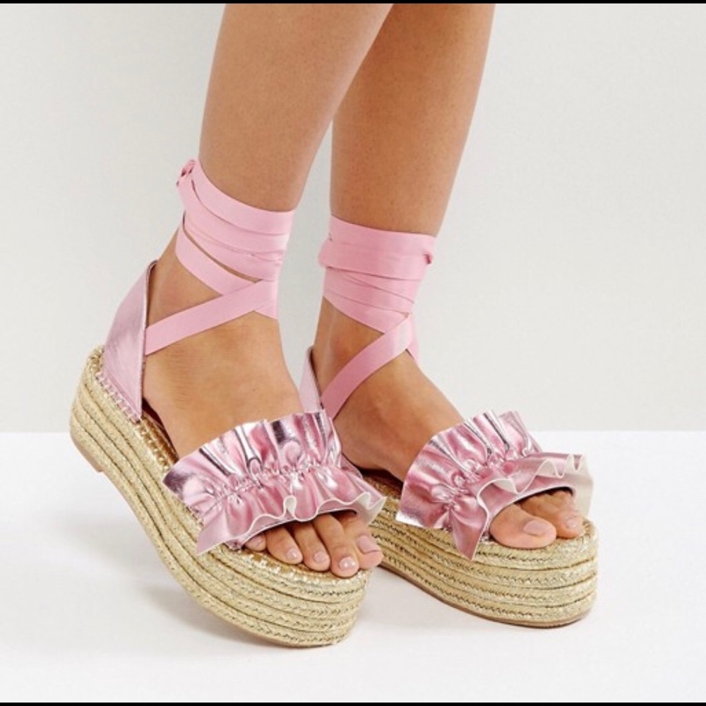 ASOS “Jezzina Ruffle Gold Espadrilles”